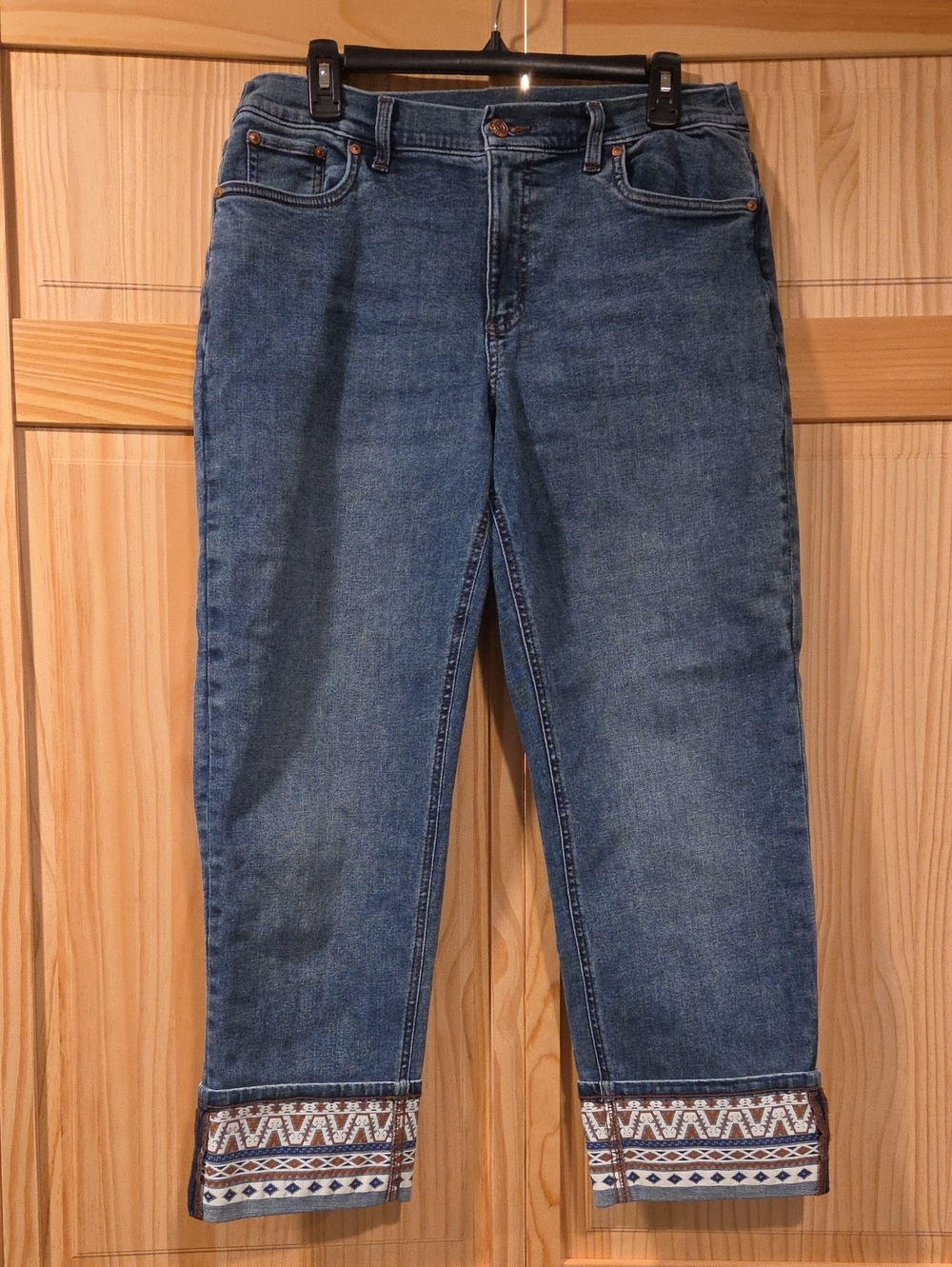 Canyon Retreat Tribal Cuff Medium Wash Jeans Size 14